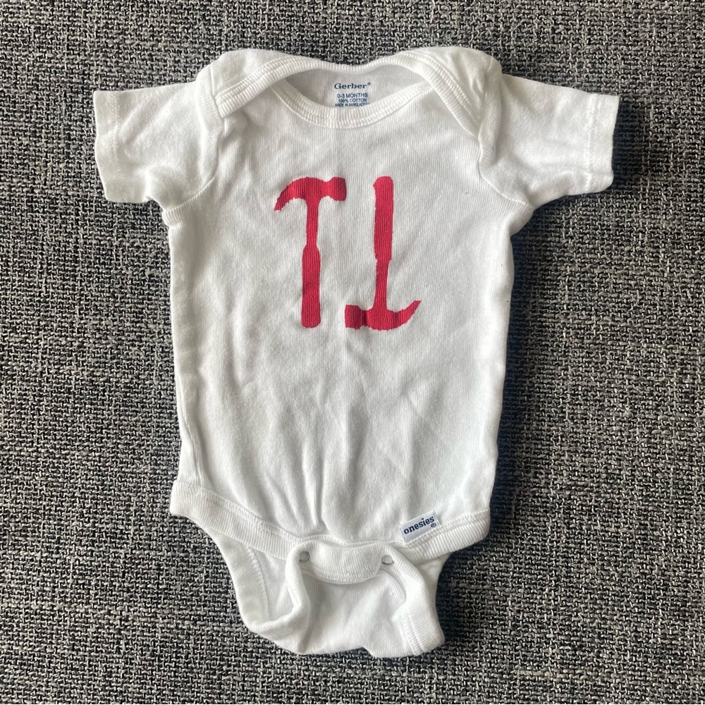 Gerber Hammer Onesie 0-3 Months White And Red
